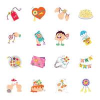 Raksha Bandhan Flat Stickers vector