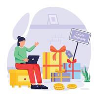 Cyber Monday Flat Illustrations vector