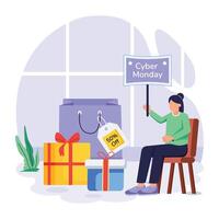 Cyber Monday Flat Illustrations vector