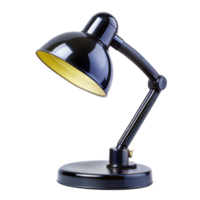 A black lamp with a yellow shade sits on a transparent background png