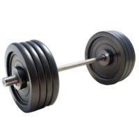 A black weight bar with a black rubber plate on each side png