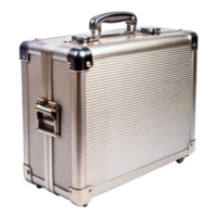 A silver briefcase with a black handle png