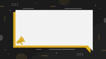 professional yellow and black announcement template with megaphone and abstract geometry object vector