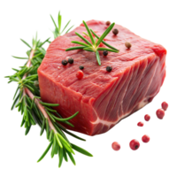 A piece of meat with a sprig of rosemary on top png