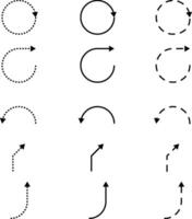 Dotted and cycle icons collection Set of circle arrow icons vector