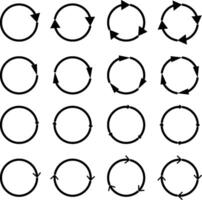 Recycle and cycle icons collection Set of circle arrow icons vector
