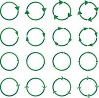 Green Recycle and cycle icons collection Set of circle arrow icons vector