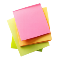 A stack of colorful sticky notes with pink, yellow, and green on top png