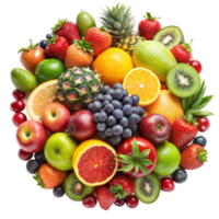 uma colorida fruta salada com uma variedade do frutas Incluindo maçãs, laranjas png