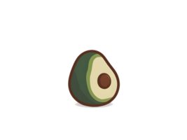 Funny live avocado with eyes smiling, healthy food, funny fruit, isolated on transparent background png