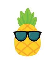 Cute Pineapple wearing black sunglasses for tropical summer holiday illustration vector