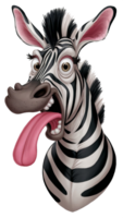 grafica con divertente zebra con grande lingua e sorpreso occhi png