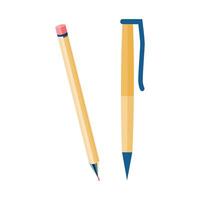 pencil icon Flat illustration of yellow pencil on white vector