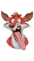 graphics with funny fox with big tongue and surprised eyes png