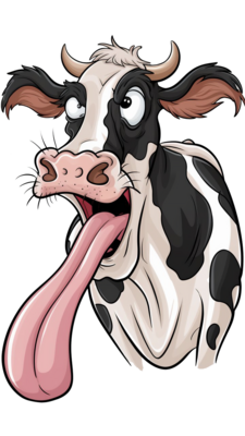 Funny Cow PNGs For Free Download Graphics With Funny Cow With Big Tongue And Surprised Eyes Png