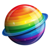 A vibrant, rainbow colored sphere with concentric rings png