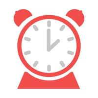Red alarm clock in retro style on a white background vector
