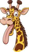 grafiek met grappig giraffe met groot tong en verrast ogen png