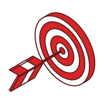 rojo diana con rojo dardo 3d ilustración vector