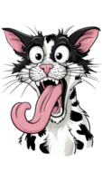 graphics with funny cat, with big tongue and surprised eyes png