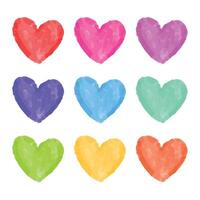 Watercolor hand drawn hearts set on white background vector