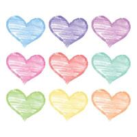 Watercolor hand drawn hearts set on white background vector