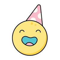 cumpleaños emoji garabatear ilustración en blanco vector