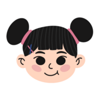 Cute little girl head illustration png