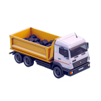 3d isometric roll-off truck with transparent background png