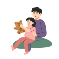 papa et fille en jouant jouet ensemble illustration png