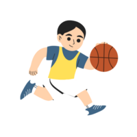 jongen spelen basketbal illustratie png