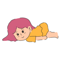 linda niña tendido en el piso ilustración png