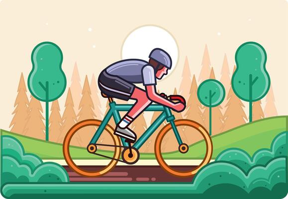 Cyclist Line Art Graphics Illustration
