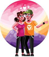 Pareja en amor ilustración vector