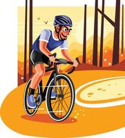 Cyclist on Road Bike Racing Illustration vector