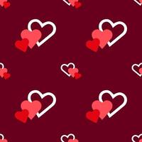 Valentines day red hearts background, seamless pattern vector