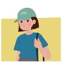 Cute girl with hat illustration vector