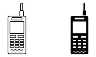 A set of old retro cellphone with antenna icon vector