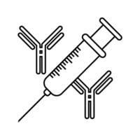 Syringe with antibody molecule, illustration of vaccination icon vector