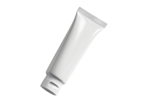 High-quality image of a blank white tube. Ideal for mockups, branding, and packaging design projects. Isolated on a transparent background. png