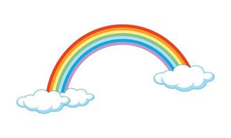 Rainbow with clouds on white background vector