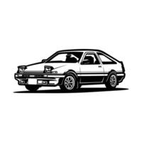 japonés Años 80 deporte coche monocromo silueta aislado vector