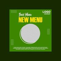 green social media post design for restaurant menu promotion vector