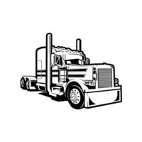 Semi Truck 18 Wheeler Monochrome Silhouette Isolated vector