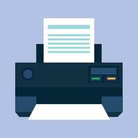 Printer with paper illustration on blue background vector