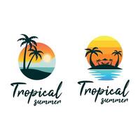 tropical verano diseño moderno mínimo logo modelo vector