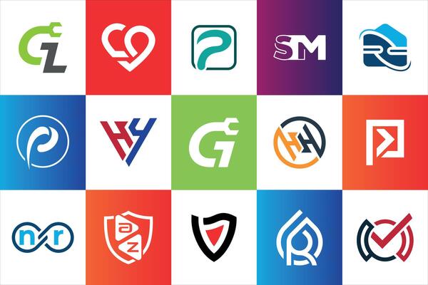 Set of creative modern minimal logo design template company business website social media usage geometric monogram initial styles