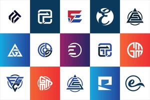 Letter mark Geometric Modern minimal initial Logo Design set collection template for business company vector