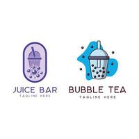 jugo bar burbuja té logo diseño moderno mínimo modelo vector