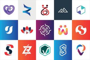 Set of creative modern minimal logo design template company business website social media usage geometric monogram initial styles vector